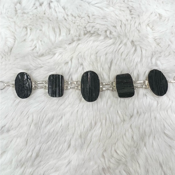 Black Tourmaline 925 Large Gemstone Necklace & Bracelet - Picture 3 of 8